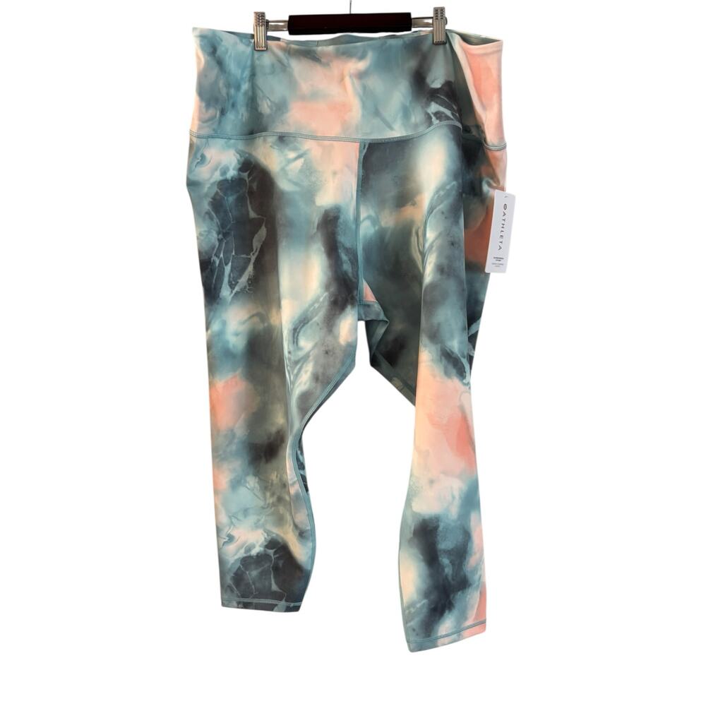 NWT Athleta Elation Tie Dye Printed 7/8 Leggings Size 3X Pockets Watercolor